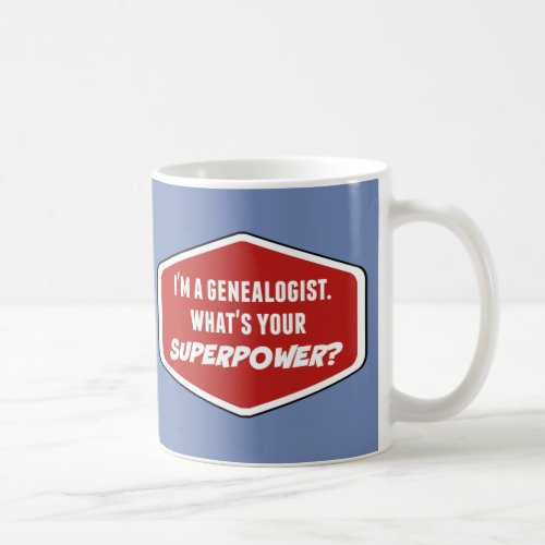 Genealogist Superpower Custom Blue Mug