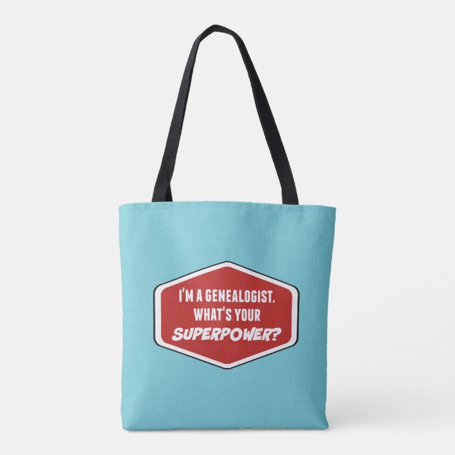Genealogist Superpower Custom Blue Tote Bag (Back)