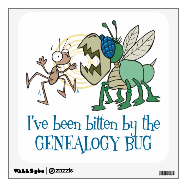 Genealogy - Bitten By The Genealogy Bug Wall Decal (Front)