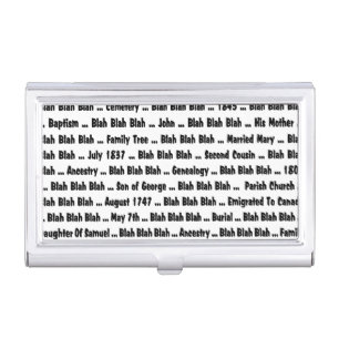 Genealogy Blah Blah Blah Business Card Holder