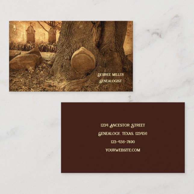 Genealogy Cemetery Headstone Business Card (Front/Back)