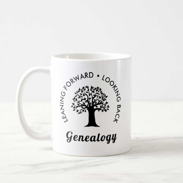 Genealogy Family Ancestry Black Print Gift Hot Tea Coffee Mug (Left)