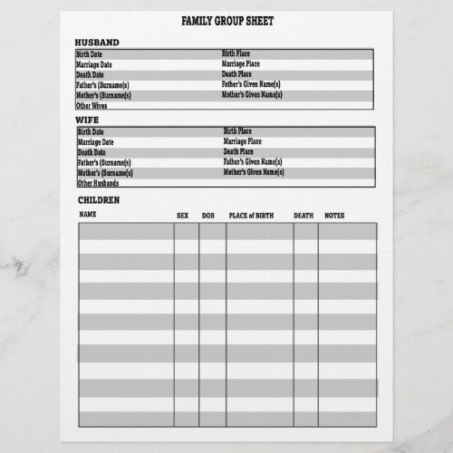 Genealogy Family Group Sheet