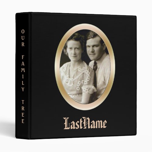 Genealogy Family History  Custom Photo Black Binder