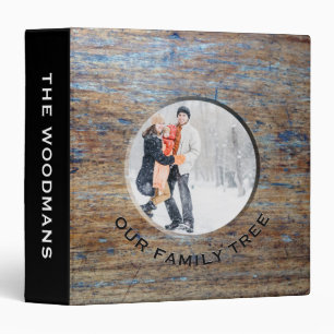 Genealogy Family Tree Black Rustic Wood Photo 3 Ring Binder
