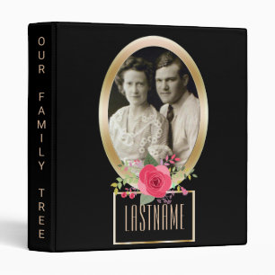 Genealogy Family Tree Custom Photo Gold Rose Binder