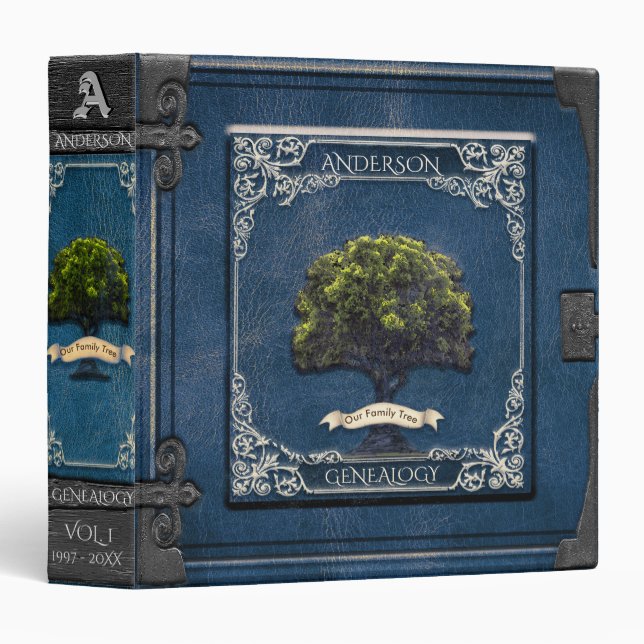 Genealogy Family Tree in Blue Binder (Front/Spine)