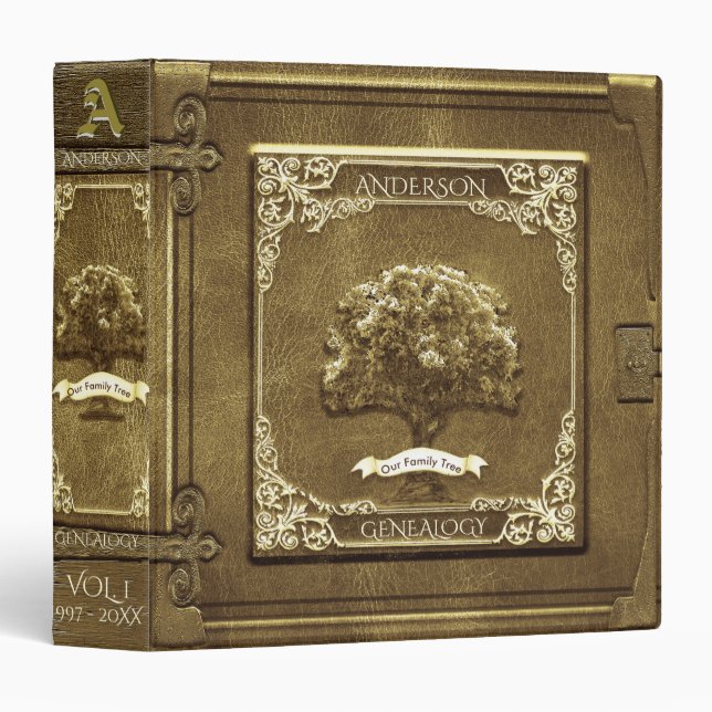 Genealogy Family Tree in GOld Binder (Front/Spine)