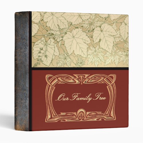 Genealogy  Family Tree Leaves Leather Look Spine Binder