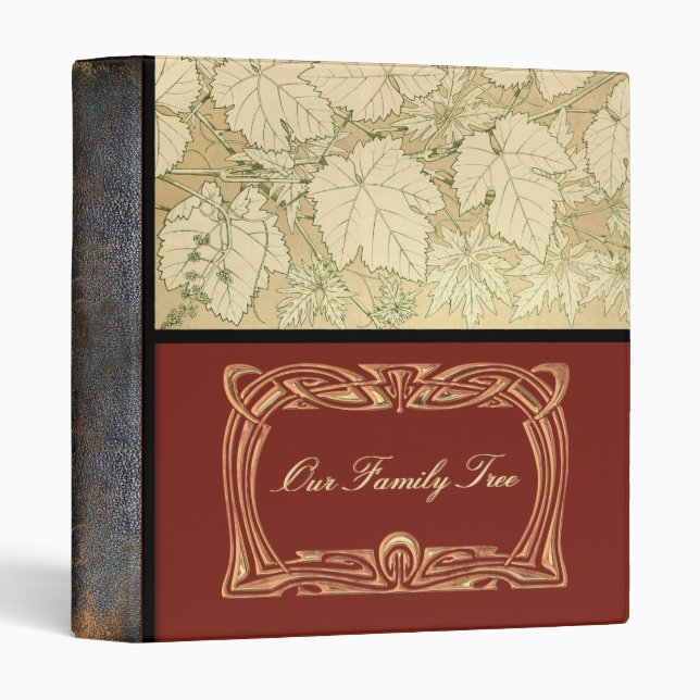 Genealogy | Family Tree Leaves Leather Look Spine Binder (Front/Spine)