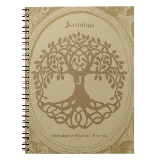 Genealogy Family Tree Name Ancestry Records Beige Notebook (Front)