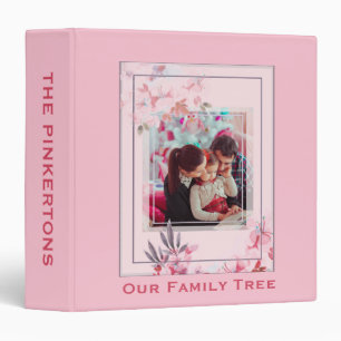 Genealogy Family Tree Pink Floral Photo Book 3 Ring Binder
