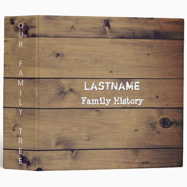 Genealogy Family Tree | Rustic Wood Family Reunion 3 Ring Binder (Front/Spine)
