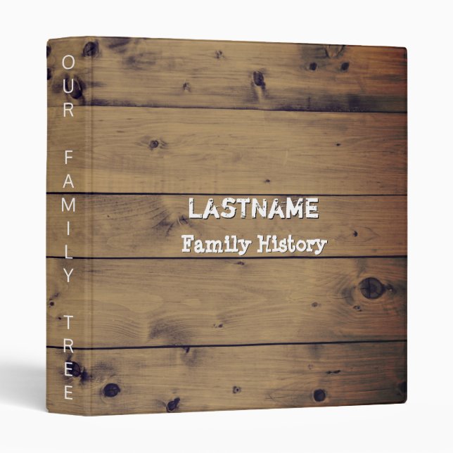 Genealogy Family Tree | Rustic Wood Family Reunion Binder (Front/Spine)