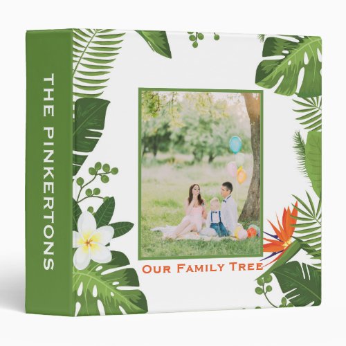 Genealogy Family Tree Tropical Palm Leaves Photo 3 Ring Binder