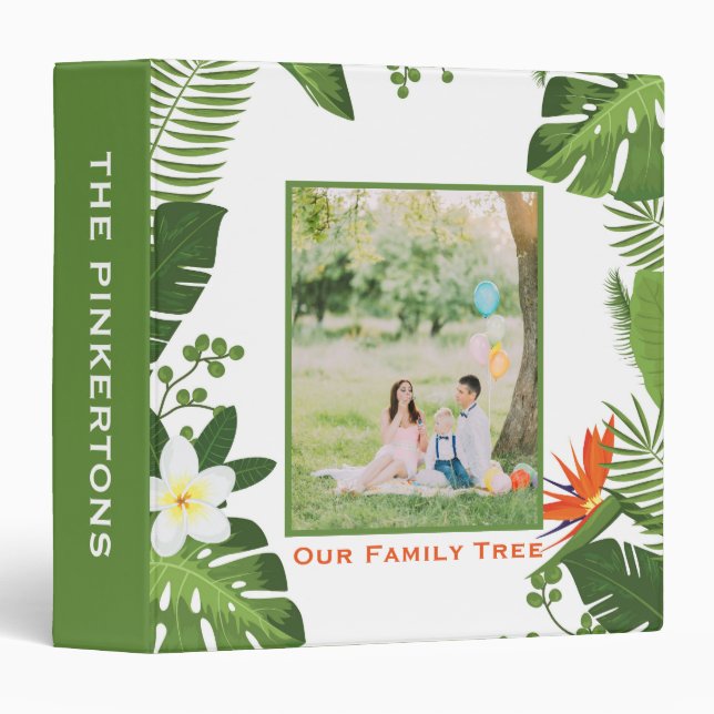 Genealogy Family Tree Tropical Palm Leaves Photo 3 Ring Binder (Front/Spine)