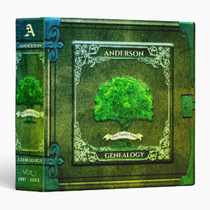 Genealogy Family Tree Vintage Green 3 Ring Binder