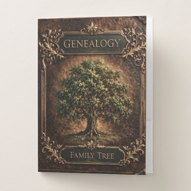Genealogy Family Tree Vintage Pocket Folder (Front)