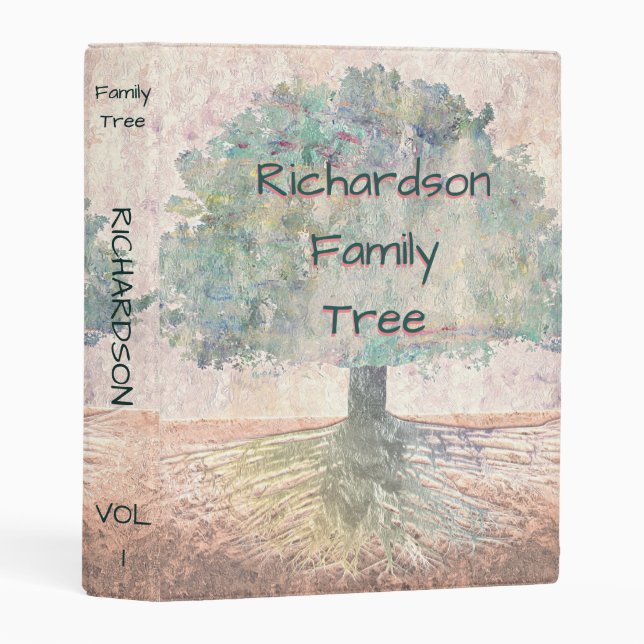 Genealogy Family Tree Watercolor Mini Binder (Front/Spine)