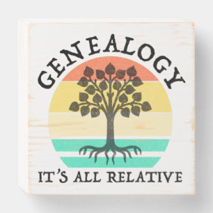 Genealogy - It's All Relative Wooden Box Sign