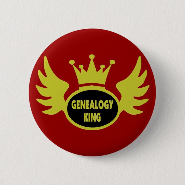 Genealogy King Pinback Button (Front)