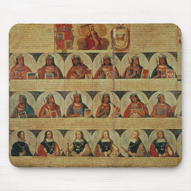 Genealogy of the Inca rulers and their Spanish Mouse Pad (Front)