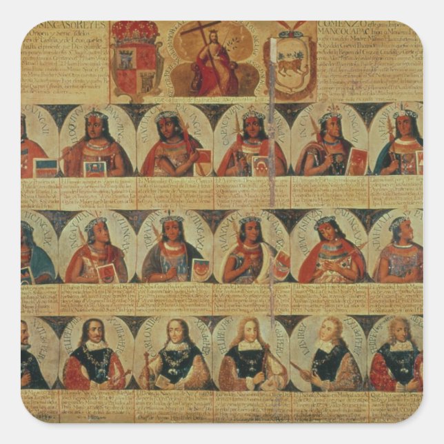 Genealogy of the Inca rulers and their Spanish Square Sticker (Front)
