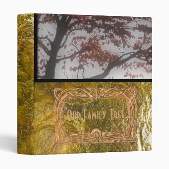 Genealogy Our Family Tree Gold Foil Look Photo 3 Ring Binder by angela65 at Zazzle