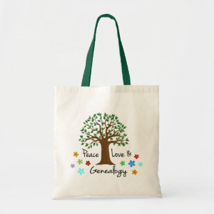 Genealogy Peace Love Family Tree Tote Bag