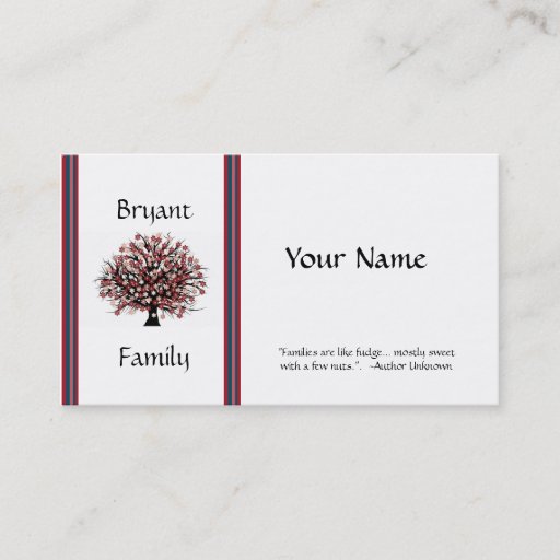 Customizable GENEALOGY PROFILE CARD BUSINESS CARD TEMPLATE