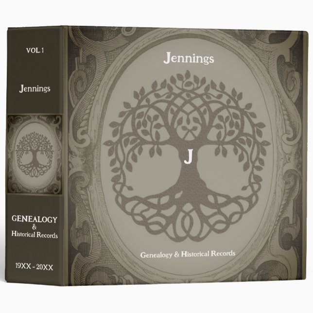 Genealogy Records Family Tree Ancestry Brown Book 3 Ring Binder (Front/Spine)