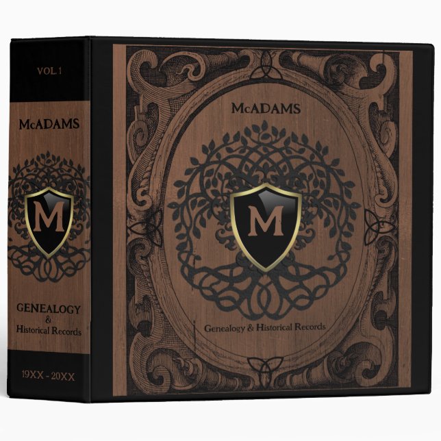 Genealogy Records Family Tree Ancestry Brown Book 3 Ring Binder (Front/Spine)