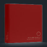 Genealogy Records Red Gold Monogram 3 Ring Binder<br><div class="desc">Genealogy Record Book - A classic design genealogy record book with a gold family monogram is perfect for storing photos, awards, items and more. For more than one book, you can change the volume numbers on the spine as needed. Personalize to create an anniversary edition, wedding, new birth, bridal shower,...</div>