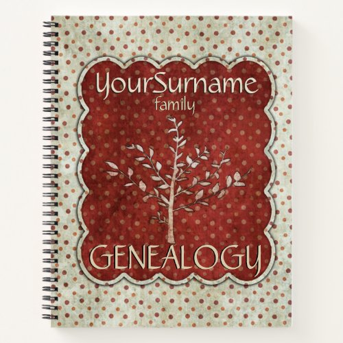 Genealogy Red White Notebook