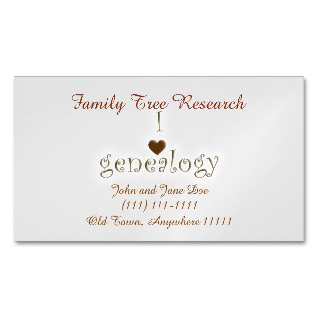 Genealogy Researcher Template Business Card Magnet (Front)