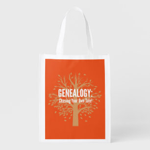 Genealogy Reusable Grocery Bag (Orange)