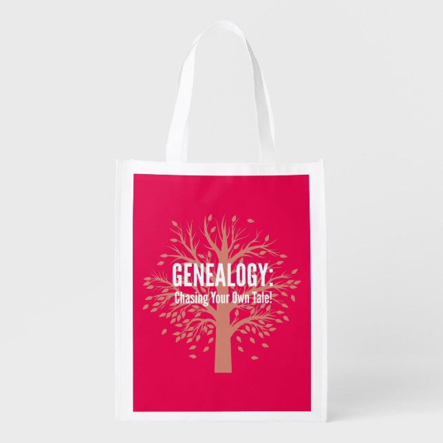 Genealogy Reusable Grocery Bag (Pink) (Front)