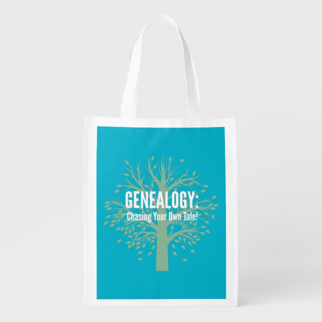Genealogy Reusable Grocery Bag (Teal) (Front)