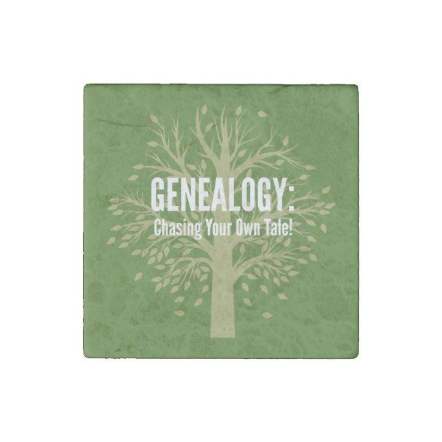 Genealogy Stone Magnet (Green) (Front)