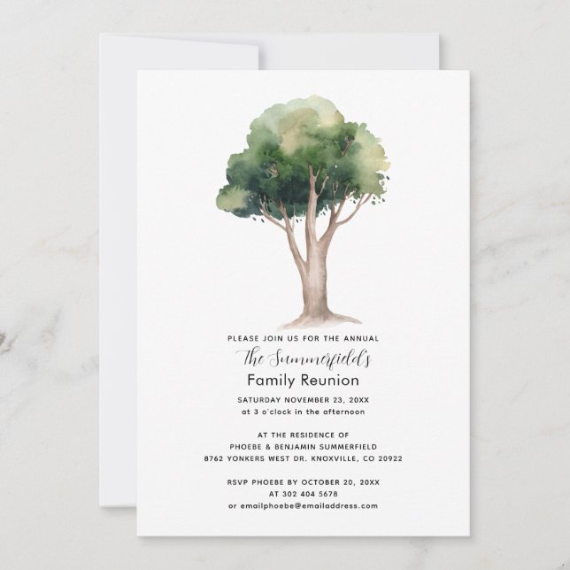 Genealogy Tree Annual Family Reunion Script Invitation (Front)