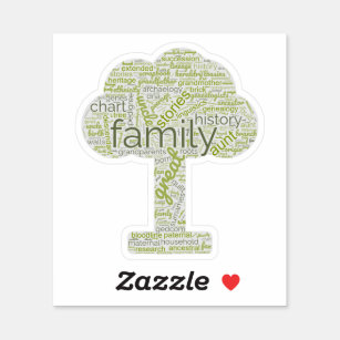 Genealogy Word Tree Custom-Cut Vinyl Sticker Green