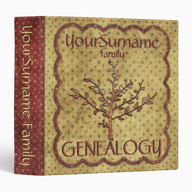 Genealogy Yellow Red 3 Ring Binder (Front/Spine)