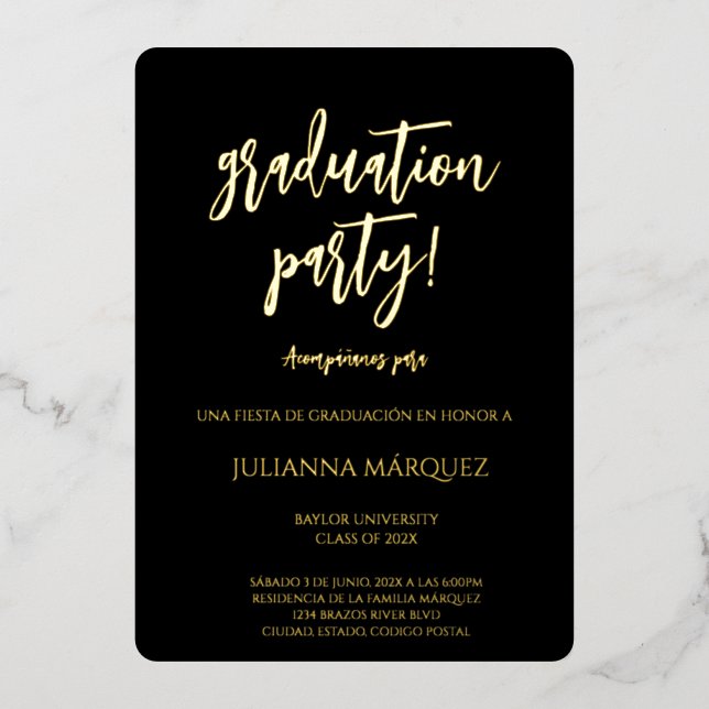 Generación 2025 invitación de graduación  foil invitation (Front)