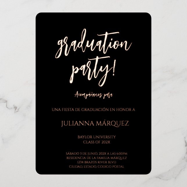 Generación 2025 invitación de graduación  foil invitation (Front)