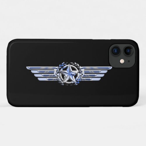 General Air Pilot Chrome Like Star Wings Black iPhone 11 Case