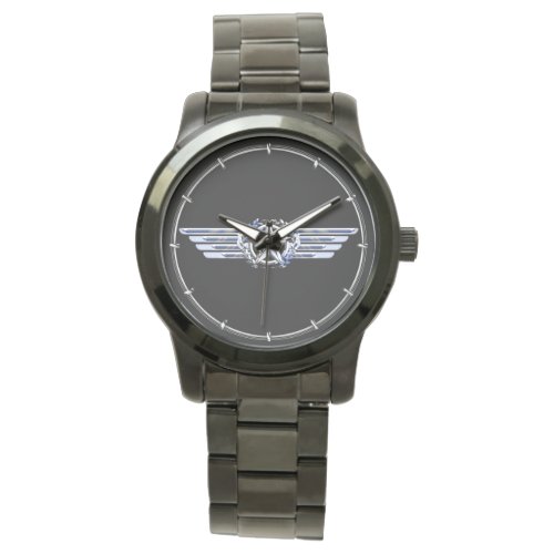 General Air Pilot Chrome Like Star Wings Black Watch