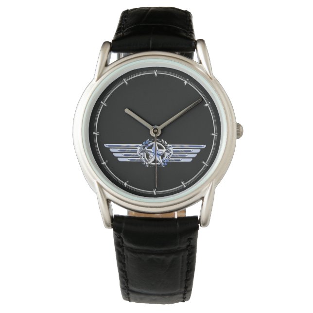 General Air Pilot Chrome Like Star Wings Black Watch (Front)