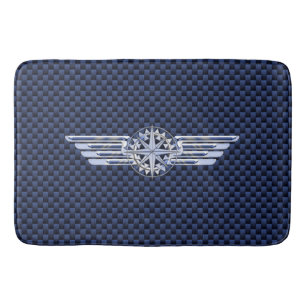 General Air Pilot Chrome Like Wings Compass Bath Mat