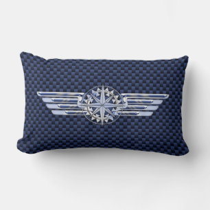 General Air Pilot Chrome Like Wings Compass Lumbar Pillow