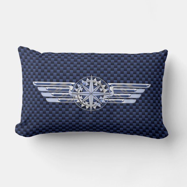 General Air Pilot Chrome Like Wings Compass Lumbar Pillow (Front)